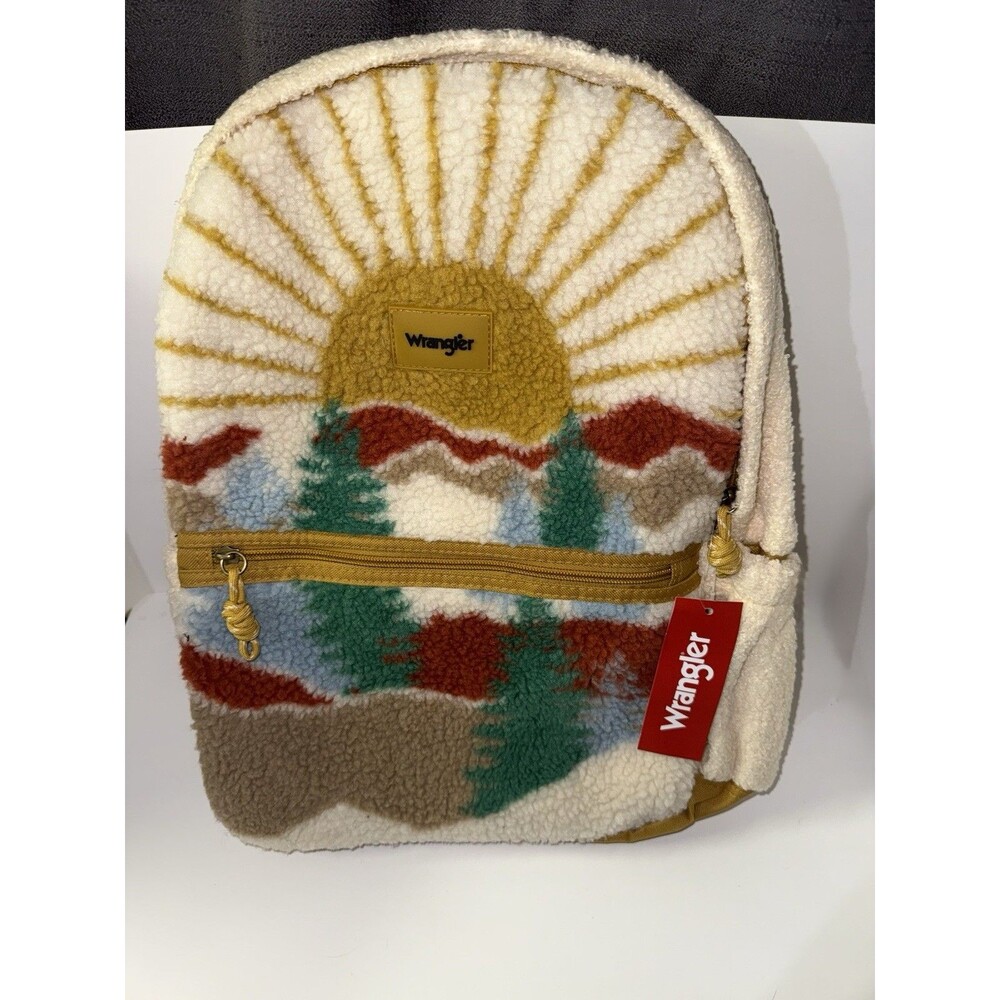 Wrangler Sunset Sherpa Backpack Almond Western Mountain Fleece NWT